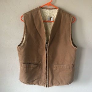 Vintage Carhartt Tan Sherpa Lined Vest. Sz Medium